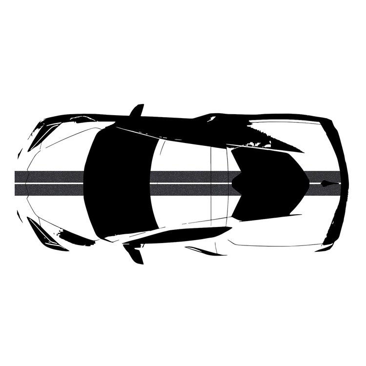 200415 Front to Back Dual Stripes, 2020-2023 Chevy Corvette, Gloss Carbon Flash Metallic