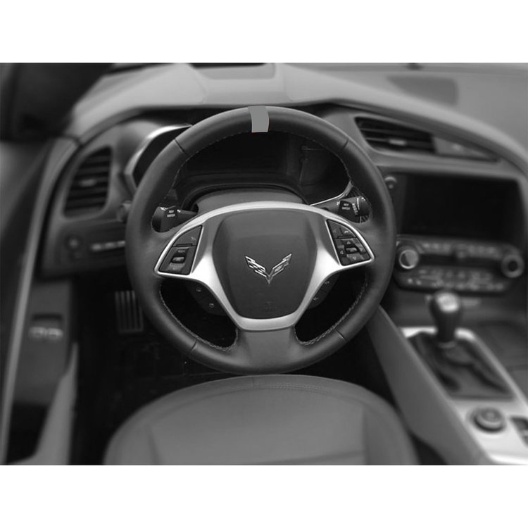 200754 Steering Wheel Top Center Stripe Marker Decal, 1984-2023 Chevy Corvette, Matte Gray
