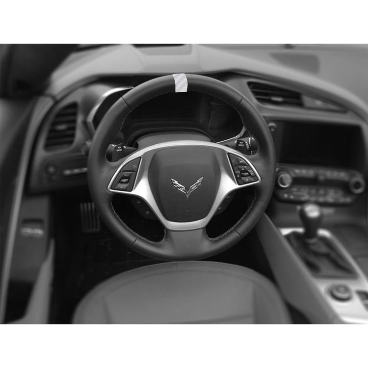 200762 Steering Wheel Top Center Stripe Marker Decal, 1984-2023 Chevy Corvette, White Carbon Fiber