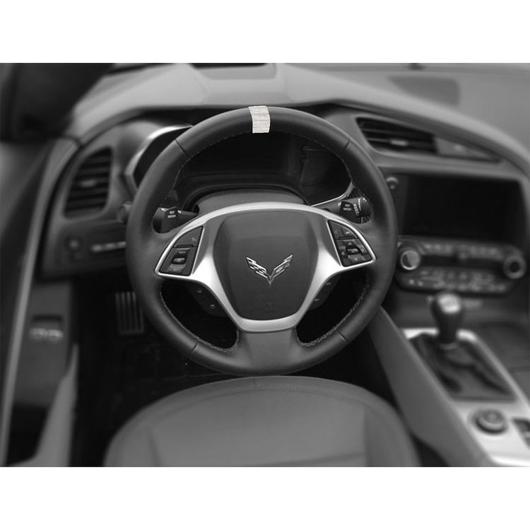 200768 Steering Wheel Top Center Stripe Marker Decal, 1984-2023 Chevy Corvette, Chrome Brushed Steel