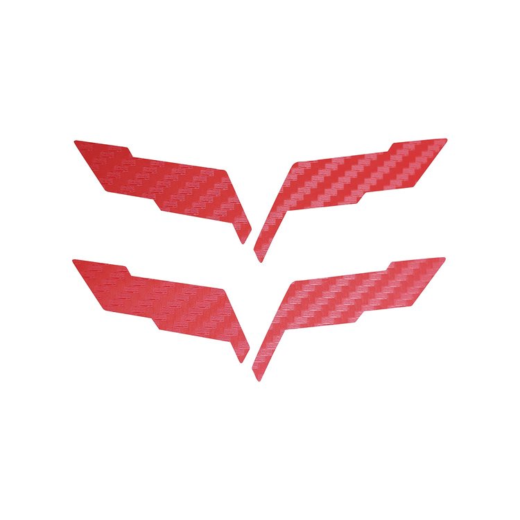 201040 Front/Rear Emblem Flag Blackout Set, 2005-2013 Chevy Corvette, Red Carbon Fiber