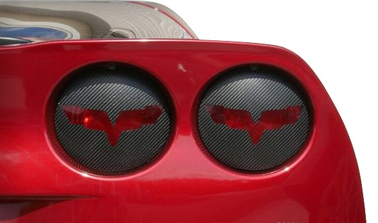 201075 Vinyl Tail Light Overlay W/Logo, 2005-2013 Chevy Corvette, Cutout, Gloss White Z06