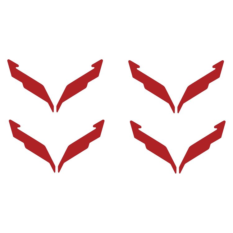 201218 Vinyl Wheel Center Cap Emblem Insert Overlays, 2014-2019 Chevy Corvette, Matte Red