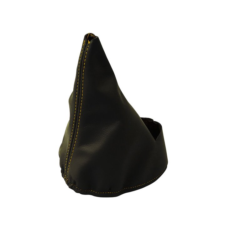 201242 Automatic Shift Boot, 1997-2004 Chevy Corvette, Black Leather W/Millennium Yellow Stitching