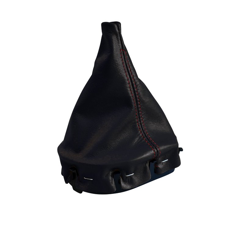 201256 Manual Shift Boot, 1997-2004 Chevy Corvette, Black Leather W/Red Stitching