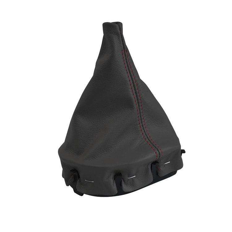 201257 Manual Shift Boot, 1997-2004 Chevy Corvette, Charcoal Leather W/Red Stitching