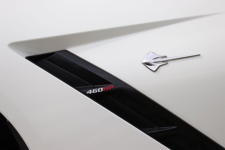 201845 Custom Horsepower Decals, 1953-2023 Chevy Corvette, Gloss White Numbers/Gloss Red HP, Small