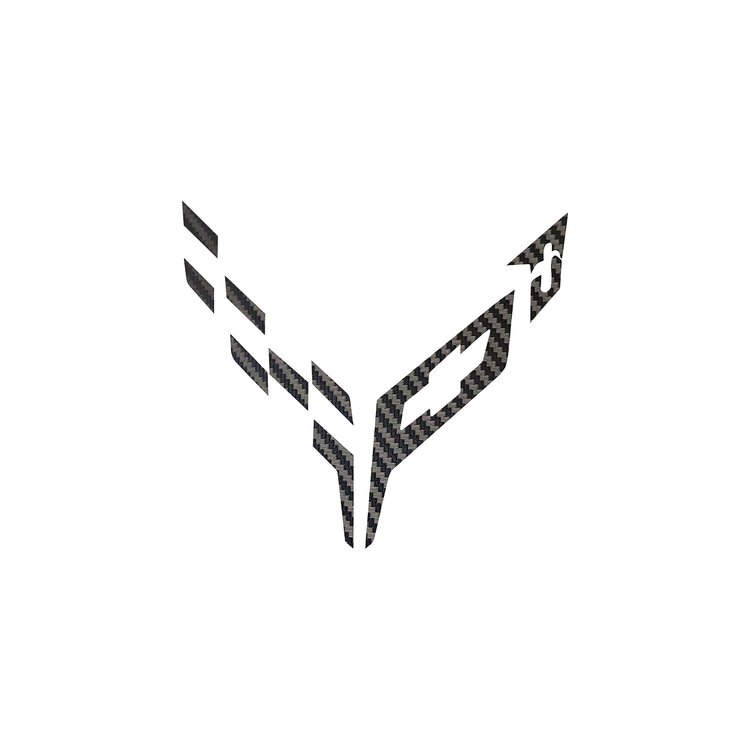202409 Engine Cover Emblem Overlay, 2020-2023 Chevy Corvette, Black Carbon Fiber