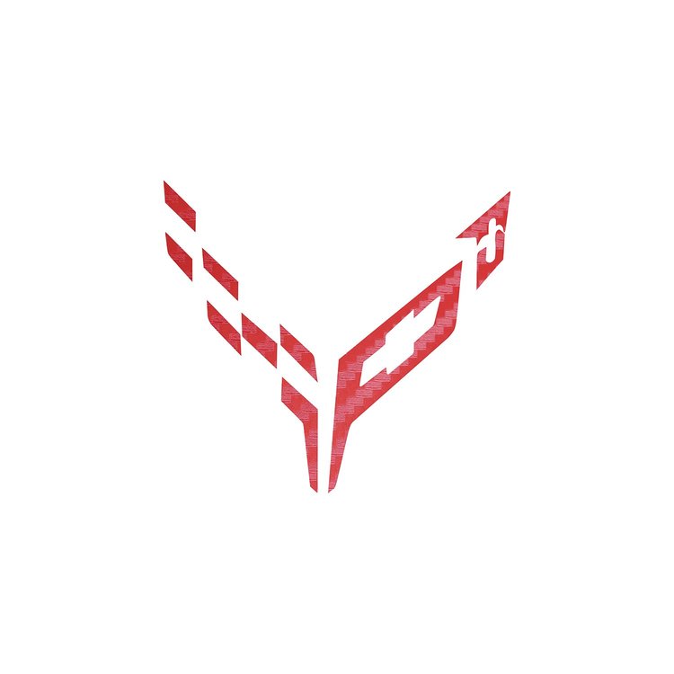 202414 Engine Cover Emblem Overlay, 2020-2023 Chevy Corvette, Red Carbon Fiber