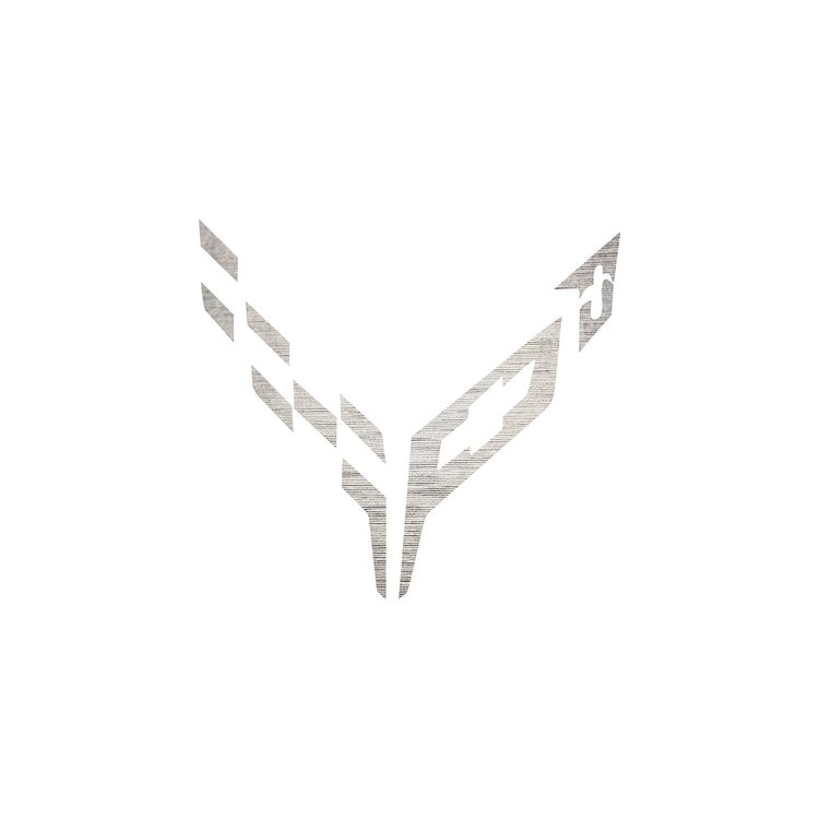 202417 Engine Cover Emblem Overlay, 2020-2023 Chevy Corvette, Chrome Brushed Steel