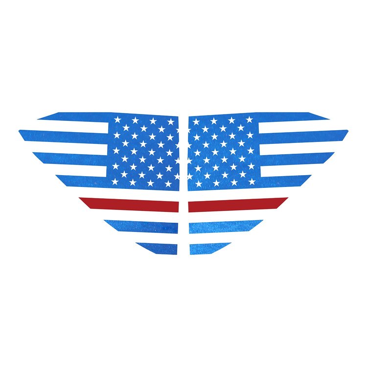 202485 Window US Flag Decals, 2020-2023 Chevy Corvette, Gloss Deep Blue Metal Standard US Flag W/ Red Stripe