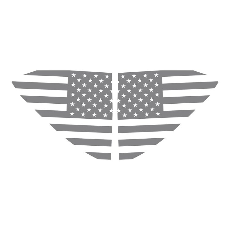 202489 Window US Flag Decals, 2020-2023 Chevy Corvette, Matte Gray Standard US Flag