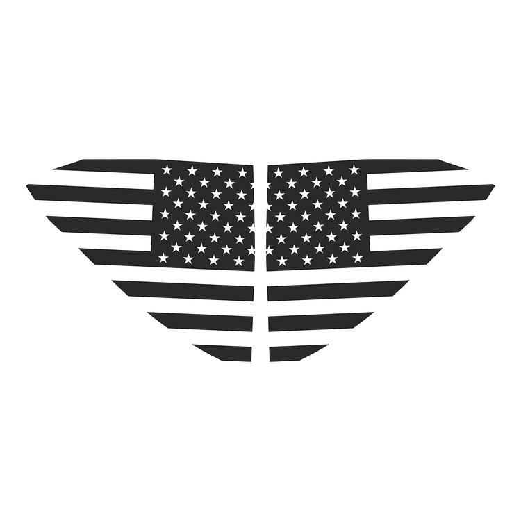 202491 Window US Flag Decals, 2020-2023 Chevy Corvette, Matte Dark Gray Standard US Flag
