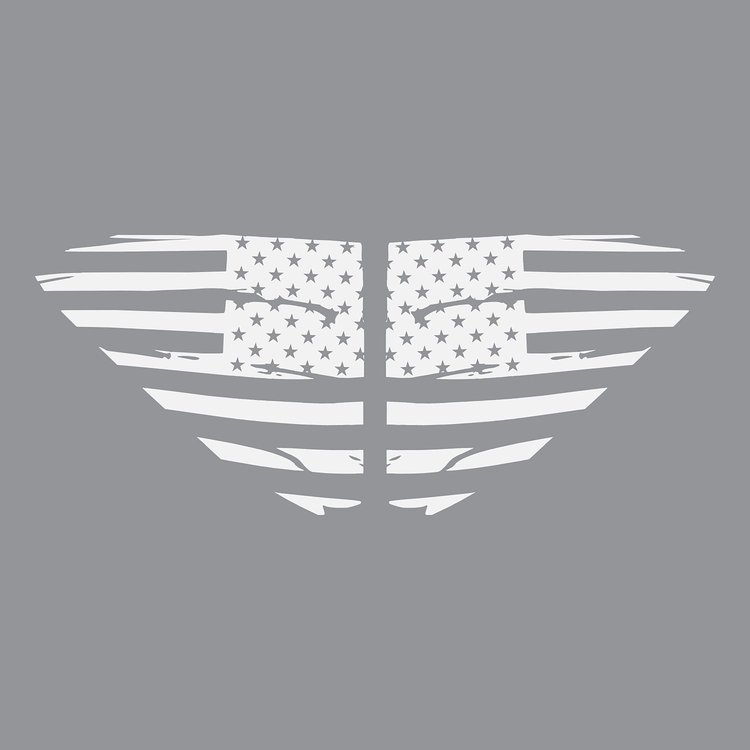202492 Window US Flag Decals, 2020-2023 Chevy Corvette, Matte White Distressed US Flag