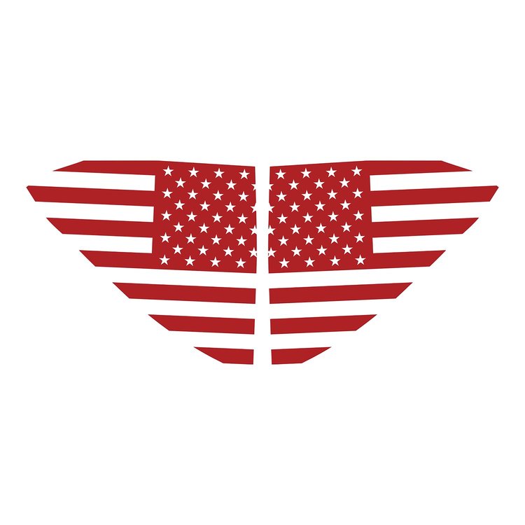 202493 Window US Flag Decals, 2020-2023 Chevy Corvette, Matte Red Standard US Flag