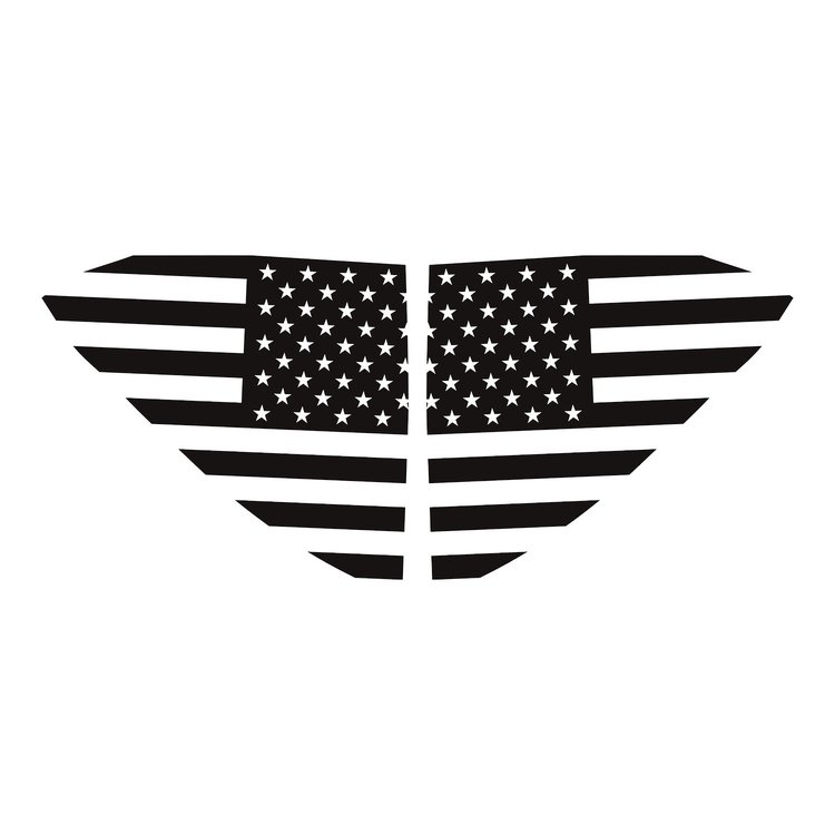 202499 Window US Flag Decals, 2020-2023 Chevy Corvette, Matte Black Standard US Flag