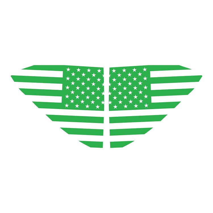 202500 Window US Flag Decals, 2020-2023 Chevy Corvette, Gloss Lime Green Standard US Flag