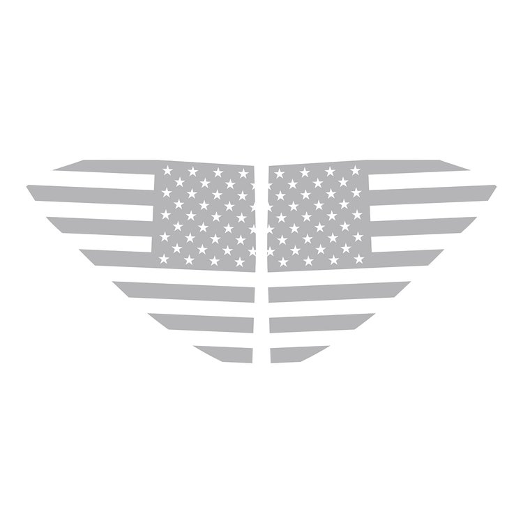 202501 Window US Flag Decals, 2020-2023 Chevy Corvette, Gloss Gray Standard US Flag