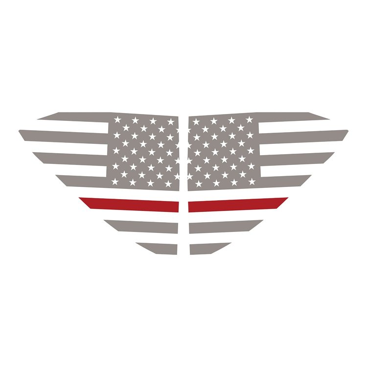 202502 Window US Flag Decals, 2020-2023 Chevy Corvette, Gloss Silver Standard US Flag W/ Red Stripe
