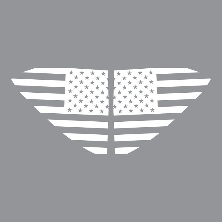 202503 Window US Flag Decals, 2020-2023 Chevy Corvette, Gloss White Standard US Flag