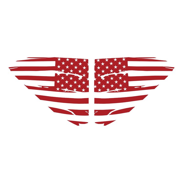 202504 Window US Flag Decals, 2020-2023 Chevy Corvette, Gloss Red Distressed US Flag