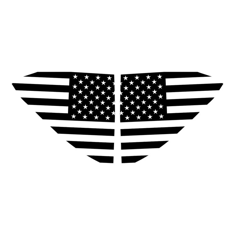 202507 Window US Flag Decals, 2020-2023 Chevy Corvette, Gloss Black Standard US Flag