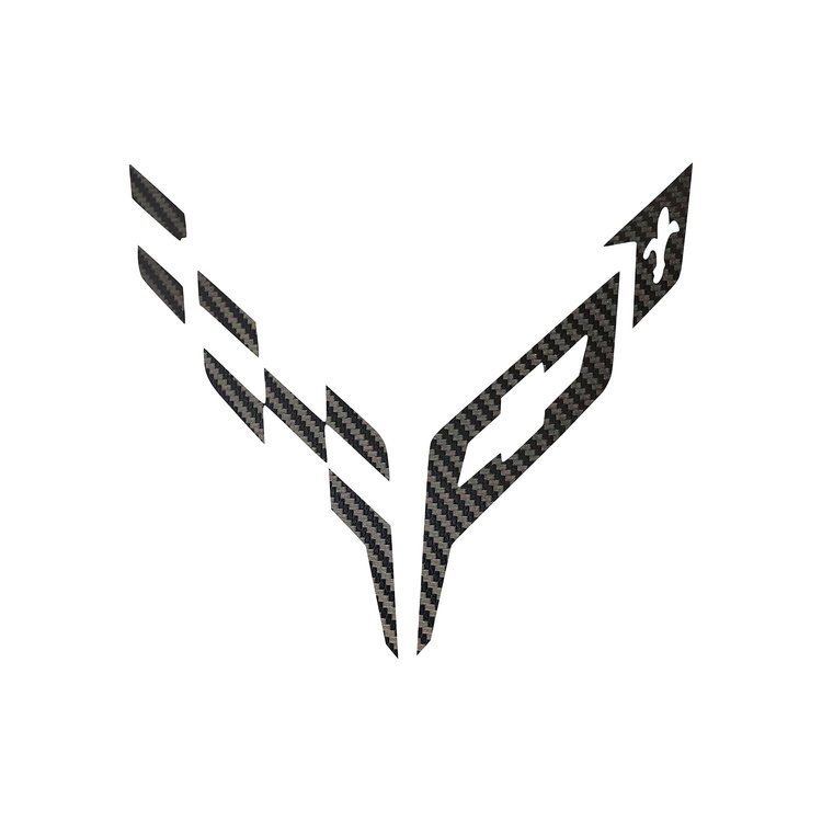 202510 Front Flag Emblem Insert Overlay Set, 2020-2023 Chevy Corvette, Black Carbon Fiber
