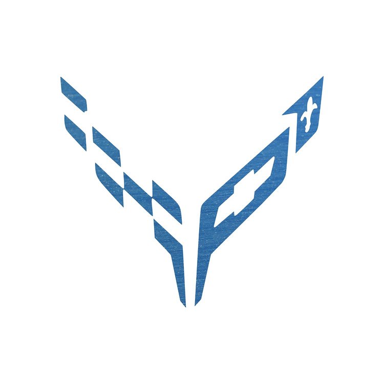 202513 Front Flag Emblem Insert Overlay Set, 2020-2023 Chevy Corvette, Blue Brushed Steel