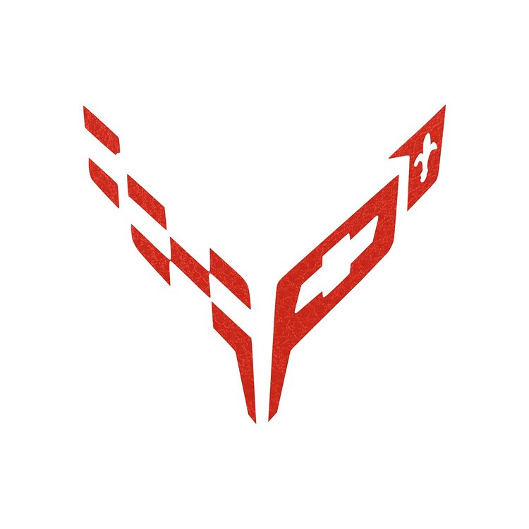 202515 Front Flag Emblem Insert Overlay Set, 2020-2023 Chevy Corvette, Red Faux Leather