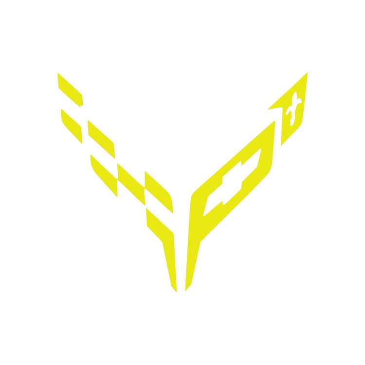 202517 Front Flag Emblem Insert Overlay Set, 2020-2023 Chevy Corvette, Gloss Yellow