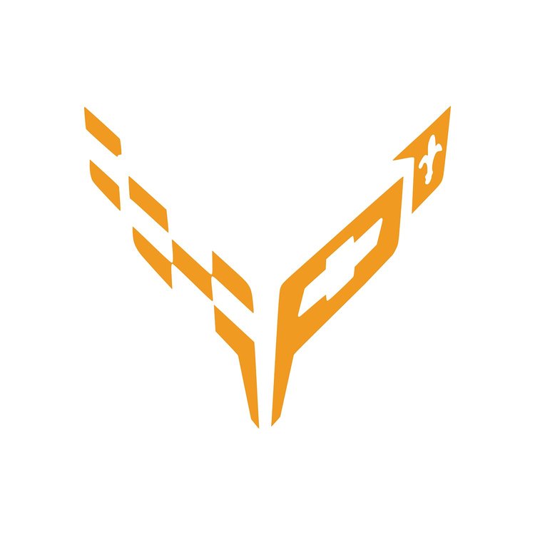 202518 Front Flag Emblem Insert Overlay Set, 2020-2023 Chevy Corvette, Gloss Orange