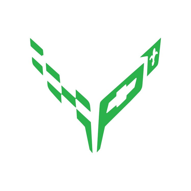 202519 Front Flag Emblem Insert Overlay Set, 2020-2023 Chevy Corvette, Gloss Lime Green