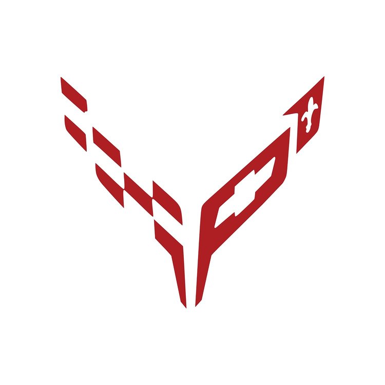 202523 Front Flag Emblem Insert Overlay Set, 2020-2023 Chevy Corvette, Gloss Red