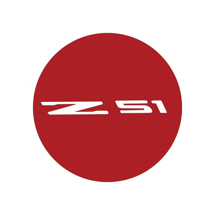 202767 Vinyl Gas Door Overlay, 2020-2023 Chevy Corvette, Gloss Red, Z51 Logo
