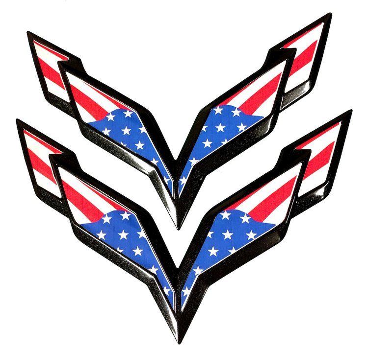 203121 USA Flag Emblem Overlay Decal, 2014-2019 Chevy Corvette, No UV Coating