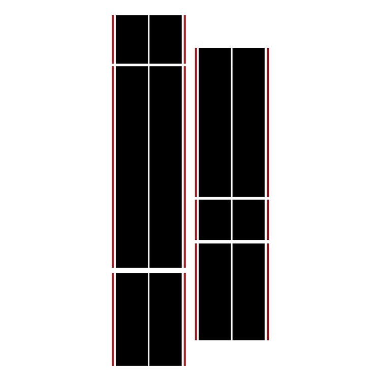 203802 Dual Two Tone W/Pin Stripes, 1963-2019 Chevy Corvette, Black/Red