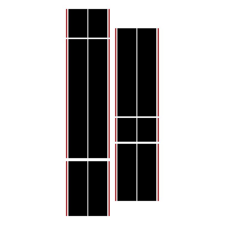 203803 Dual Two Tone W/Pin Stripes, 1963-2019 Chevy Corvette, Black/Matte Red