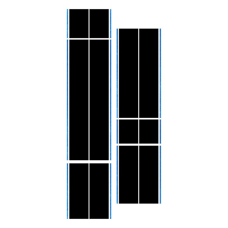 203810 Dual Two Tone W/Pin Stripes, 1963-2019 Chevy Corvette, Black/Deep Blue Metal