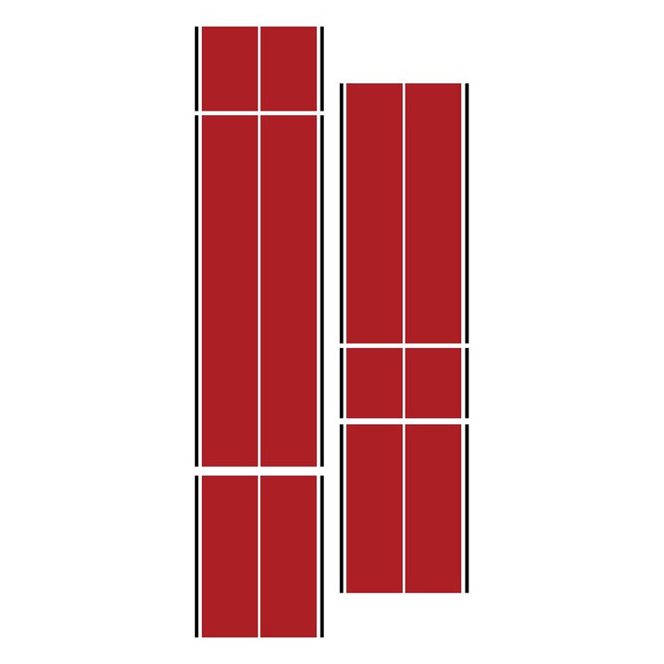 203811 Dual Two Tone W/Pin Stripes, 1963-2019 Chevy Corvette, Red/Black