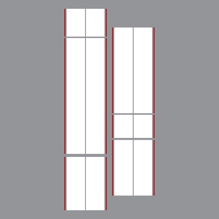 203815 Dual Two Tone W/Pin Stripes, 1963-2019 Chevy Corvette, White/Red