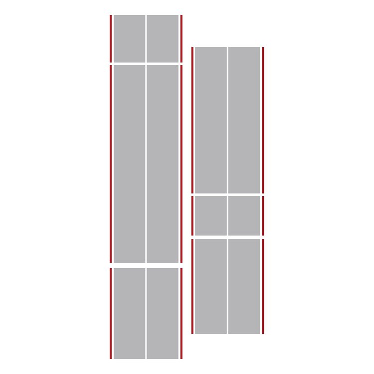 203824 Dual Two Tone W/Pin Stripes, 1963-2019 Chevy Corvette, Gray/Red