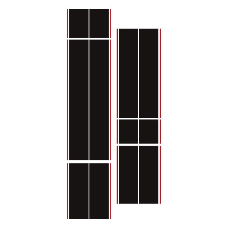 203827 Dual Two Tone W/Pin Stripes, 1963-2019 Chevy Corvette, Matte Black/Matte Red