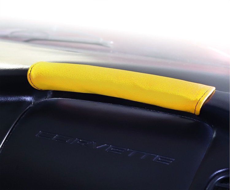 207649 Leather Dash Grab Handle Cover, 1997-2004 Chevy Corvette, Millennium Yellow W/Black Stitch