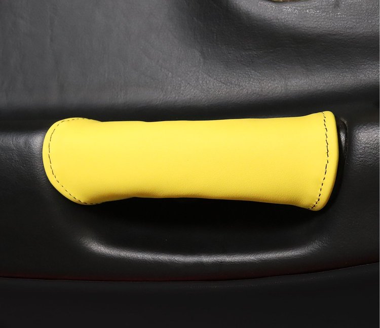 207669 Leather Door Pull Covers, 1997-2004 Chevy Corvette, Millennium Yellow W/Black Stitch