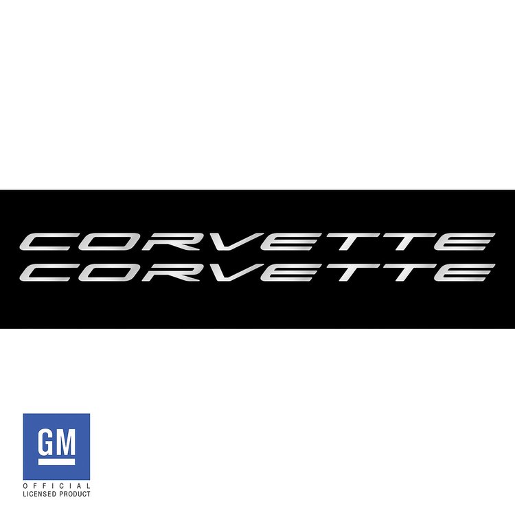 211660 Side Skirt Vinyl Decals, 2020-2023 Chevy Corvette, Corvette Script, Chrome Brushed Steel