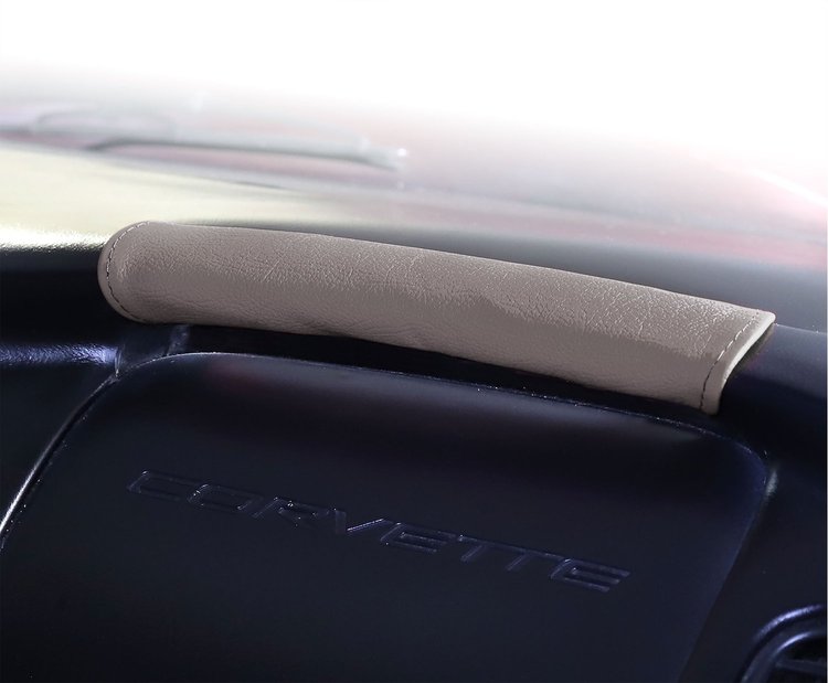 214806 Leather Dash Grab Handle Cover, 1997-2004 Chevy Corvette, Light Gray W/Medium Gray Stitch