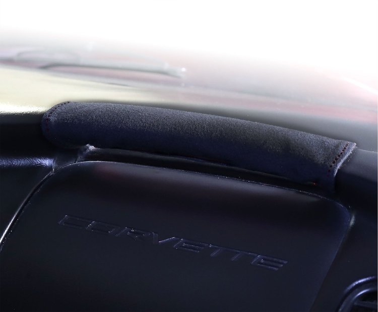214814 Suede Dash Grab Handle Cover, 1997-2004 Chevy Corvette, Black W/Black Stitch