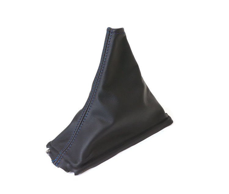 215067 Leather Shift Boot, 1989-1996 Chevy Corvette, Black W/Blue Stitching, Manual Transmission