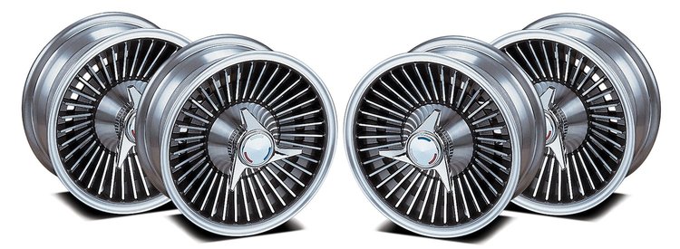 22766 Direct-Bolt Knock-Off Wheel Set, 1966 Chevy Corvette, Replica Style [Size: 15"x6"]