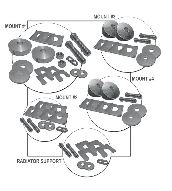2666 Body Mounting Kit, 1965-1967 Chevy Corvette, Convertible